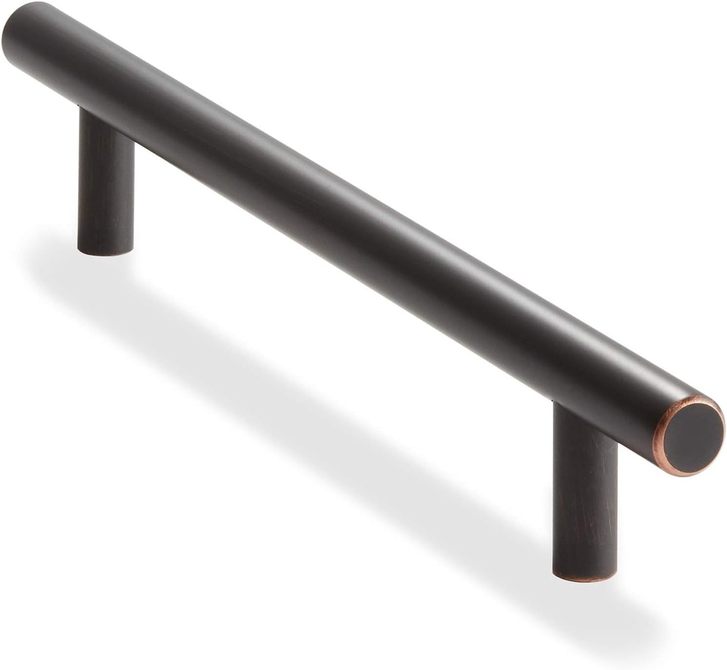Solid Stainless Steel Euro Cabinet Pull Oil Rubbed Bronze (6-1/4" Hole Centers) - 10 Pack