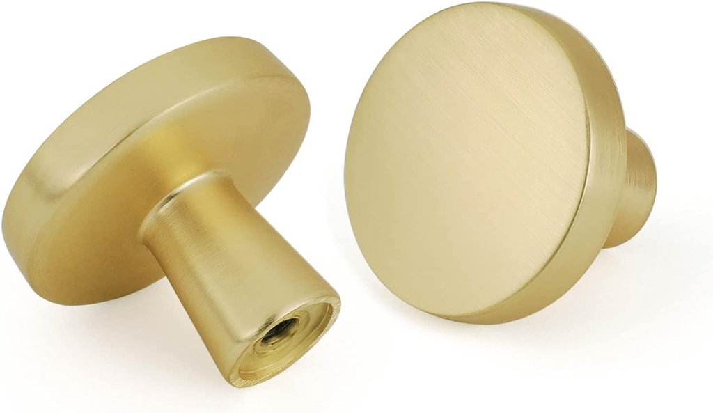 Goldenwarm Gold Cabinet Knobs, 10 Pack Gold Drawer Knobs Brushed Brass Cabinet Knobs Solid round Knobs for Cabinet and Dresser Drawers Kitchen Hardware Gold Dresser Knobs