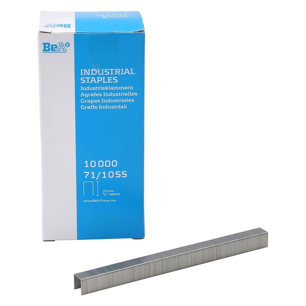 Bea 10004431 Series 71/10SS Stainless Steel Staples 3/8" Deep 5 Boxes of 10,000 per Box