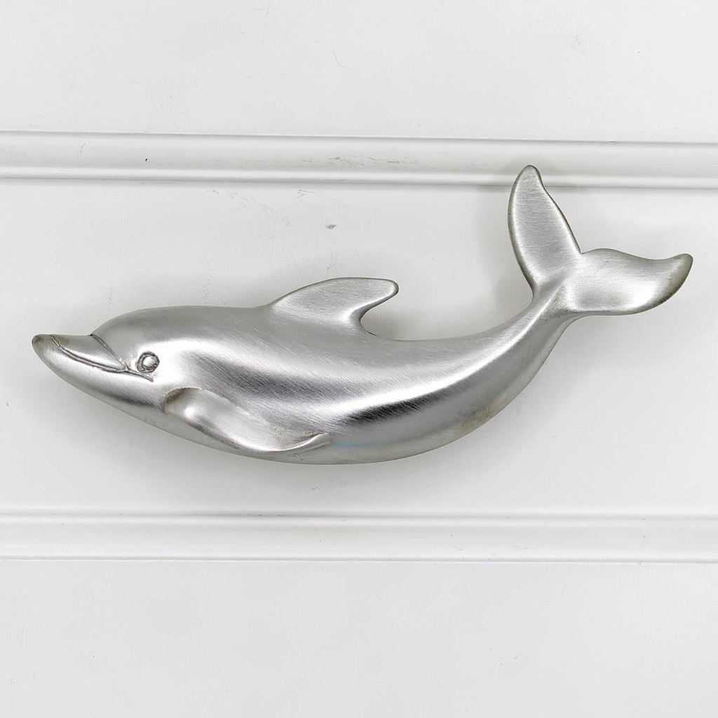 Costello Coastal - Dolphin Drawer Pull (Left Facing) | Pewter Hardware Collection