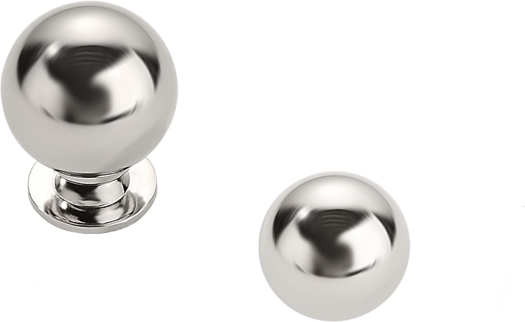 Khtmeware 10 Pack 1 Inch Polished Nickel Cabinet Knobs Small Ball Kitchen Cabinet Hardware Drawer Knobs Pulls for Drawers.