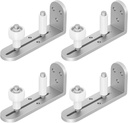 4PCS Sliding Barn Door Floor Guide, Adjustable Quiet Rollers Bearings Barn Door Hardware, Flush Flat Rounded Edge Design, Bottom Design (4,White Silver)