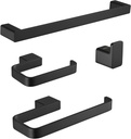 PARLOS All Brass Construction 4-Pieces Bathroom Hardware Set Includes 17" Towel Bar, Hand Towel Holder, Toilet Paper Holder and Robe Hook, Matte Black