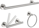 3Pc Bathroom Hardware Set with Brushed Toilet Paper Holder & Towel Ring & Towel Bar SUS304 Stainless Steel Toilet Paper Roll Holder Wall Mount & Bathroom Towel Holder & Towel Rack Set