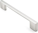 10 Pack Solid Kitchen Cabinet Pulls Handles (5" Hole Centers) - Modern Thin Profile Drawer/Door Hardware - Style M255 - Satin Nickel