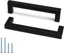 Goldenwarm 30 Pack Black Square Bar Cabinet Pull Drawer Handle Stainless Steel Modern Kitchen Hardware Cabinets Cupboard, Center to Center 5In(128Mm）