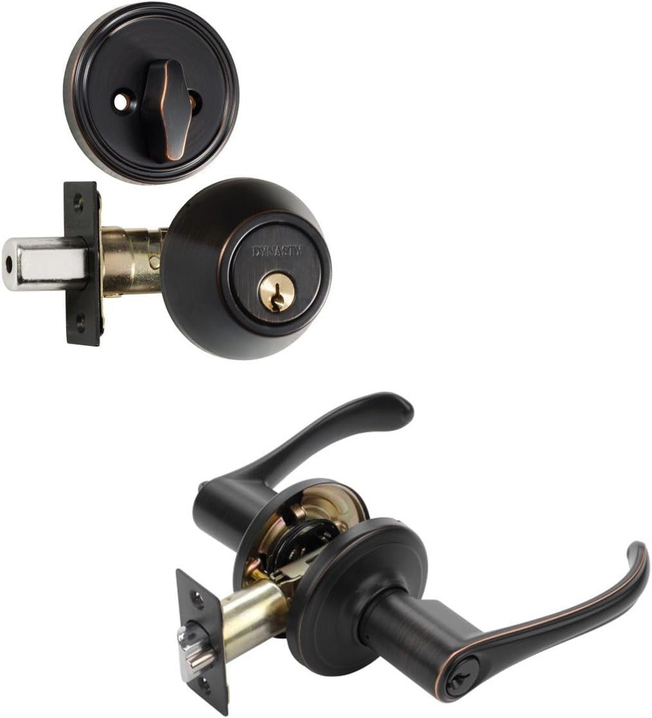Dynasty Vail Front Door Entry Lever Lockset & Deadbolt Set