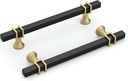 Goldenwarm 10 Pack Black and Gold Cabinet Handles 5 Inch Black and Gold Cabinet Pulls Square Cabinet Pulls Black Cabinet Hardware for Dresser Drawer
