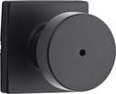 Kwikset Pismo Interior Privacy Door Knob with Lock, Door Handle for Bathroom and Bedroom, Matte Black Keyless Turn Lock Doorknob, with Microban Protection, Square Rose