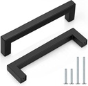 Probrico (30 Pack Black Cabinet Pulls Square Kitchen Cabinet Hardware 5 Inch(128Mm) Hole Center Modern Drawer Handles Stainless Steel Matte Black Drawer Pulls for Cupboard