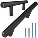 ALPINE HARDWARE PREMIUM SOLID Euro Style Bar Handle Pull-25Pack ~3 in Hole Center & 5 3/8 in Length Heavy Stainless Steel Bar Handle with Oil-Rubbed Black Bronze Finish-American Owned Cabinet Hardware