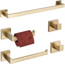 TURS 5-Pieces Bathroom Hardware Accessories Set Stainless Steel Brushed Gold Towel Bar Holder Sets, Wall Mounted,Q7Lsj-P5