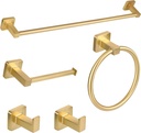 5 Pieces Brusehd Gold Bathroom Hardware Accessories Set,Stainless Steel 23.6" Hand Towel Bar Set Gold, Toilet Paper Holder, Towel Ring ，Towel Rack Set Gold