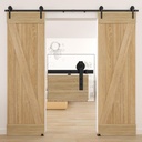 8FT Sliding Barn Door Hardware Track Kit for Double Door: Easy to Install -Smoothly and Quietly Sliding Barn Door Track Low Ceiling Lite Version, Upgraded Modular Track with Screw Fixation