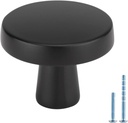 Homdiy 50 Pack Black Cabinet Knobs round Matte Black Kitchen Knobs Zinc Alloy Dresser Knobs Metal Cabinet Handles for Drawer Desk Cabinets Cupboard
