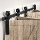 60 Inch Bifold Sliding Barn Door Hardware Kit -Black Track, Heavy Duty Side Mounted Black Roller, for 4 Doors, Provides Comfortable, Quiet Quiet Living 【Door Panel Not Included】