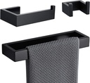 Lairuier Bathroom Hardware Set，Towel Ring Set Contemporary Stainless Steel 3-Piece Matte Black-Towel Rings Toilet Paper Holder Robe Hook, Wall Mounted