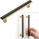 5 Inch Screw Spacing, Black & Golden 2-Tone Cabinet Pulls, Kitchen Furniture Handles, Pack of 5 | Solid Hardware for Cupboard Door Bedroom Dresser Drawer Bathroom Vanity 2281