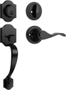 Black Front Door Handle and Deadbolt Set, Front Door Lock Set, Entry Door Locksets with Deadbolt Single Cylinder, Reversible for Right and Left Handed
