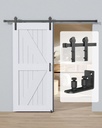 Barn Door Hardware Kit -5FT Sliding Barn Door Hardware Kit Heavy Duty with Adjustable Floor Guide -Easy to Install, Smoothly and Quietly, Fit 28" Wide Door Panel -Black, I Shape Hanger