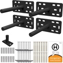 (Set of 4) 4"X5"X2" XL Heavy Duty Floating Shelf Brackets for DIY Shelf- Premium Floating Shelves Hardware for Wall Mounting - Ideal Shelf Bracket for Enhanced Home Decor (6 Inch Rod) Black