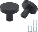 20 Pack Matte Black Kitchen Cabinet Knobs, Solid Dresser Knobs Drawer Knobs for Cabinets, Single Hole Black Knobs for Cabinets and Drawers Hardware Round