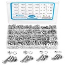 720Pcs Machine Screw Assortment Kit, #10-24#8-32#6-32#4-40 Phillips Pan Head Assorted Nuts Bolts and Flat Washers Kit, Stainless Steel Screws Hardware Assortment with Case