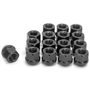 KSP M12X1.5 Open End Wheel Lug Nuts, 16PCS ATV Lug Nut 19Mm 3/4" Hex 21Mm 0.83" Height for Polaris Ranger 1000 XP RZR, Black Open Ended Cone Conical Taper Acorn Bulge Seat Wheel Nut for ATV Vehicles
