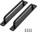 Ravinte Barn Door Handles 8 Pack Sliding Door Handle 7.5" Hole Center Barn Door Handles Black Cabinet Handles Door Pull Handle Zinc Alloy Door Pulls with Plate for Sliding Closet Door Handle