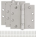 TDC Door Hinges Hardware Hinges 4 Inch Square Interior Hinges for Doors Ball Bearing Door Hinge 4-1/2 X 4-1/2 Full Mortise Stainless Steel 3Pack Silver