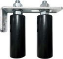 Universal Slide Gate Guide Roller 4" Black L Rear Post Bracket Adjustable Dual Nylon Rollers Gate Support Assembly for Sliding Rolling Gates (1 Set)