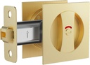 Goldenwarm Bed/Bath Pocket Door Lock with Color Indicators, 1 Pack Gold Contemporary Privacy Sqaure Pocket Door Hardware(2-3/8" Backset), Brushed Gold Flush Pocket Door Lock