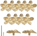 Gold Flower Drawer Knobs Creative Petal Kitchen Cabinet Knobs Dresser Knobs Furniture Cupboard Drawer Pulls Handles for Wardrobe Door Pulls (Gold,12Pcs)
