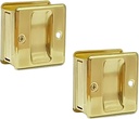 QCAA Solid Brass Sliding Door Pull Door Pocket, Polished Brass, Made in Taiwan, 2 Pack