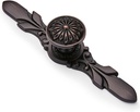 10 Pack round Oil Rubbed Bronze Cabinet Pulls with Backplate - 1.22” Knob & 5.8” Plate - Vintage Drawer Pulls and Knobs, Home Decorative Flower Look for Kitchen,Bathroom,Bedroom