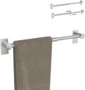 HOMOTEK Towel Bar Adjustable Self Adhesive Bathroom Towel Holder, Towel Rod Size from 14 Inch to 24.5 Inch Single Towel Racks, Towel Hanger Towel Hook for Bathroom, Kitchen(2 Pack Brushed Nickel)