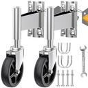 WOOSKY Spring Loaded Tube Gate Casters 5” Heavy Duty Gate Caster Wheels with Hardware for Tube Gates, Metal Gates, Wooden Gates, Fence Gates, Swing Gates, 400 Lbs Load Capacity, Pack of 2