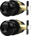 Probrico (2 Pack Matte Black Privacy Door Knobs Keyless Interior Locks for Bedroom or Bathroom, Modern Flat Ball Keyless Bath/Bed Door Handles