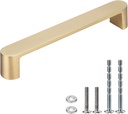 WEAVERBIRD 4 Pack Brushed Brass Finish Cabinet Handles Drawer Pulls Furniture Cabinet Hardware Cupboard Closet Zinc Alloy Gold Handles Pulls, 5 Inch (128Mm) Hole Distance