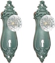 SOFFEE DESIGN 2Pcs Vintage Cabinet Dresser Drawer Pulls, Distressed Closet Handles with Clear Crystal, Door Knobs for Cupboard, Kitchen Furniture - Green