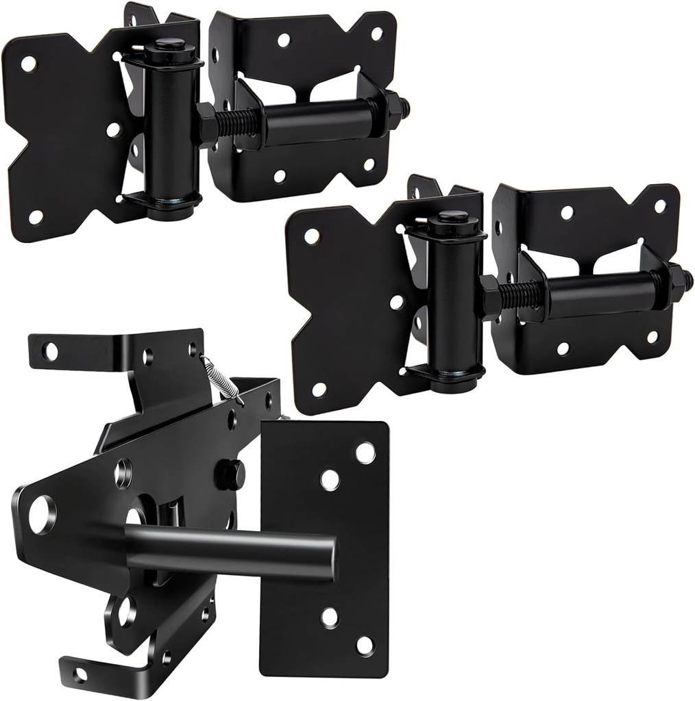 Heavy-Duty Self-Locking Gate Latch & Hinges Set for Fences