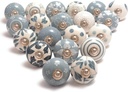 Eleet Assorted Ceramic Cabinet Knobs - Vintage Cabinet Cupboard Door & Drawer Pulls Chrome Hardware (Ceramic Knobs Set of 20, Grey & White)