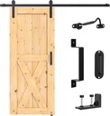 SKYSEN 6FT Sliding Barn Door Hardware Kit, Barn Door Track, 1/4” Thick Material- 4FT-13FT Available- Combinaton Track- Smooth and Quiet- Easy to Install- Black (I Shape-5-S)