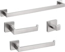 4-Piece Bathroom Hardware Set, Towel Rack Towel Bar Towel Holder Toilet Paper Holder Towel Hooks Modern Square Premium Stainless Steel Brushed Nickel Wall Mounted Bathroom Accessories Set (16Inch)