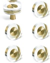 JEREVER 6 Pack Glass Crystal Knobs Brass Drawer Pull Cabinet Handle Gold Furniture Hardware for Dresser Kitchen (Round)