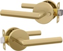 Mega Handles - RAEGEN Privacy I Lever Door Handle Set for Hallway, Closet and Bathroom I Reversible Heavy Duty I Fits All Standard Door Sizes I Screws Included - Satin Brass (1 Pack)
