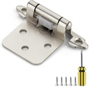 Ravinte 30 Pack 15 Pairs 1/2 Inch Overlay Cabinet Door Hinges Kitchen Cabinet Hinges Satin Nickel Semi-Concealed Hinges Face Mount Cabinet Hardware Self-Closing Cabinet Hinges W/Bumpers&Screwdriver