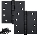 Stainless Steel Door Hinge Ball Bearing NRP, Heavy Duty Inner and Outer Door Hardware for Left and Right Doors, 4" (101Mm) X 4" (101Mm) Door Hinge, Door Hinge 2 Pack (Black)