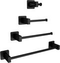 Towel Racks for Bathroom 4-Pieces Matte Black Bathroom Hardware Set SUS304 Stainless Steel Wall Mounted - Includes 15.74" Single Towel Bar,Hand Towel Bar, Toilet Paper Holder, Robe Hook,