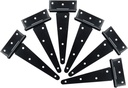 Tambee T-Strap Barn Door Hinges Shed Door Heavy Duty Hinges Gate Strap Hinges Black Wrought Hardware Iron Rustproof (8Inch, 6 PCS)